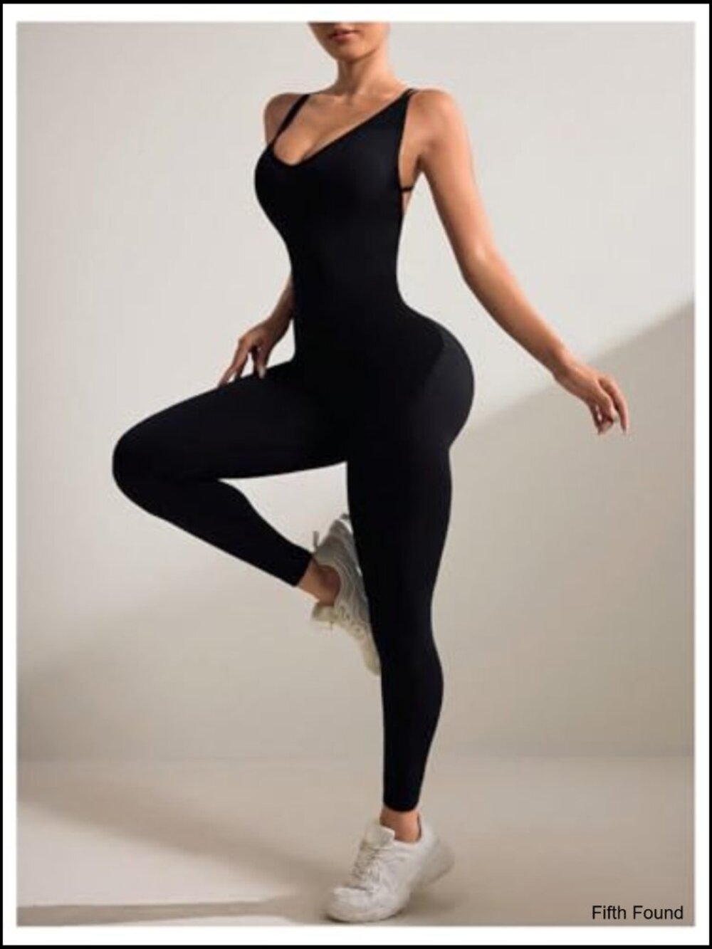 Sleeveless V-Neck Tummy Control Yoga Jumpsuit Romper - Picture 4 of 5